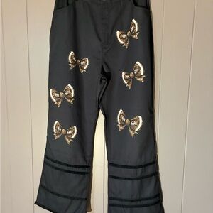 Black Pants with Bow Accents